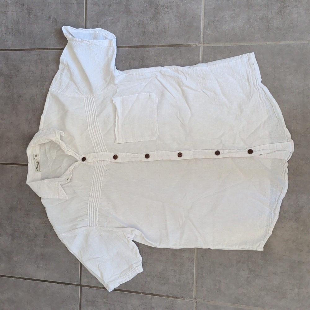 Men's White Casual Button Down Shirt